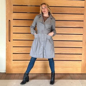✨ Calvin Klein Grey & Silver Baddie Trench Coat✨